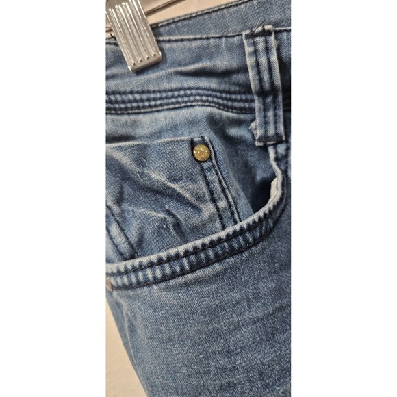 Meifanzi Designer Y2K Light Wash Skinny Japanese Jeans Blue Sequins Size 29 - Picture 6 of 16